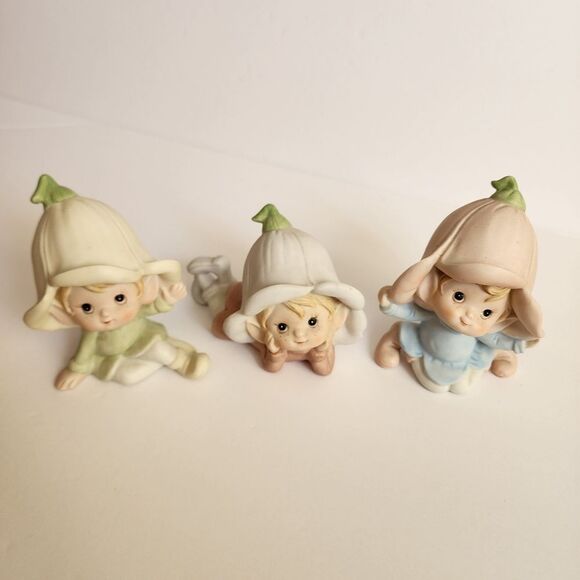 Vintage Homco Set of 3 Ceramic Pixie Elves - Picture 1 of 11